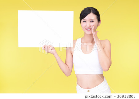 A woman with a white board A woman with a white board 36918803