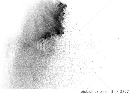Black particles splatter on white background. Black particles splatter on white background. 36918877