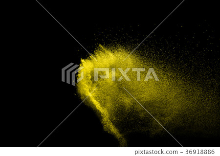 Yellow particles explosion on black background Yellow particles explosion on black background 36918886