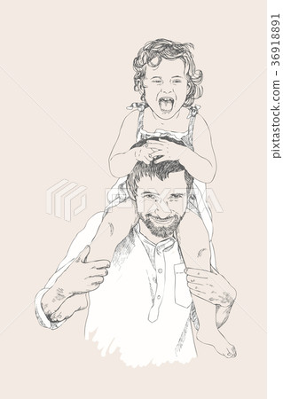 Vector Sketch of happy family Parents and children 36918891