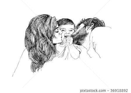 Vector Sketch of happy family Parents and children 36918892