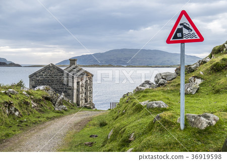 Sign warning of Danger falling in water Sign warning of Danger falling in water 36919598