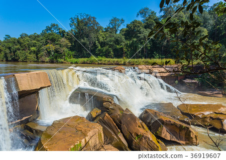Beautiful waterfall in green forest in jungle Beautiful waterfall in green forest in jungle 36919607