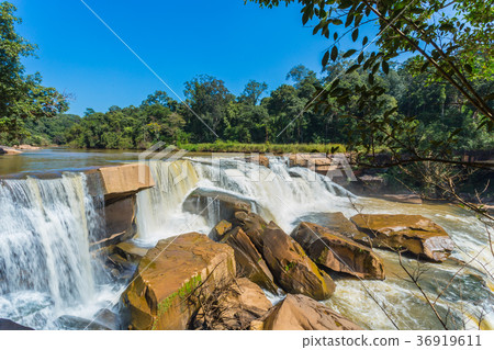 Beautiful waterfall in green forest in jungle Beautiful waterfall in green forest in jungle 36919611