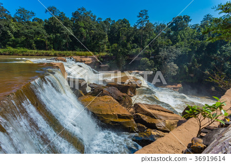 Beautiful waterfall in green forest in jungle Beautiful waterfall in green forest in jungle 36919614