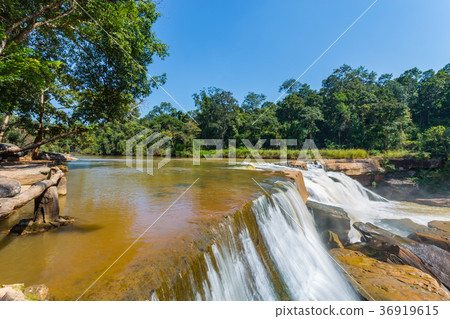Beautiful waterfall in green forest in jungle Beautiful waterfall in green forest in jungle 36919615