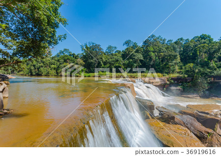Beautiful waterfall in green forest in jungle Beautiful waterfall in green forest in jungle 36919616