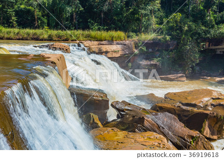 Beautiful waterfall in green forest in jungle Beautiful waterfall in green forest in jungle 36919618