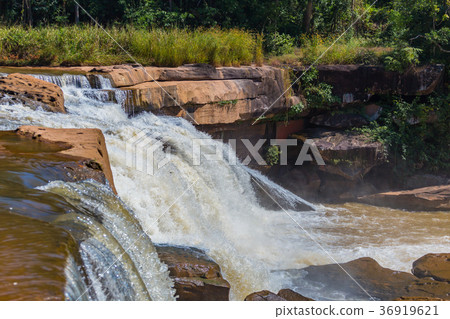 Beautiful waterfall in green forest in jungle Beautiful waterfall in green forest in jungle 36919621
