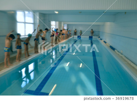 children in swimming lessons  creative abstract 36919678