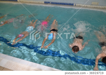 swimming children in swimming lessons swimming children in swimming lessons 36919719