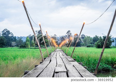 Old wooden bridge. 36919952