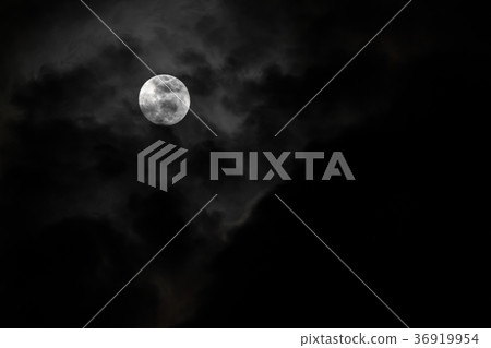 Moon and clouds in the sky. 36919954