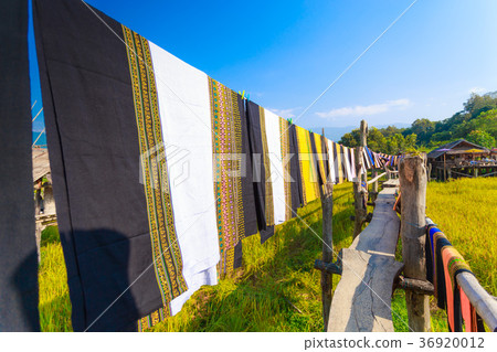 Colorful Thai sarongs fluttering in the wind Colorful Thai sarongs fluttering in the wind 36920012