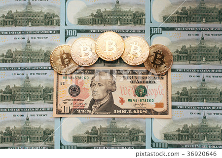 Coins bitcoin, there are money, on table a bill of Coins bitcoin, there are money, on table a bill of 36920646