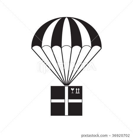 Package flying on parachute Package flying on parachute 36920702