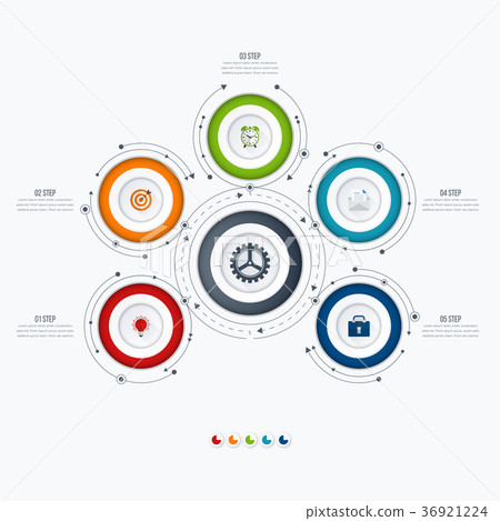 Infographics template 5 options with circle 36921224