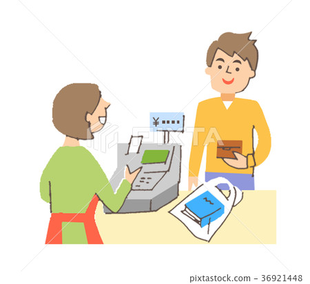 A man who pays at a cash register - Stock Illustration [36921448] - PIXTA