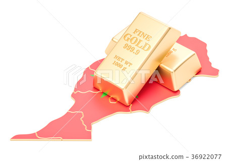 Golden reserves of Morocco concept, 3D rendering 36922077