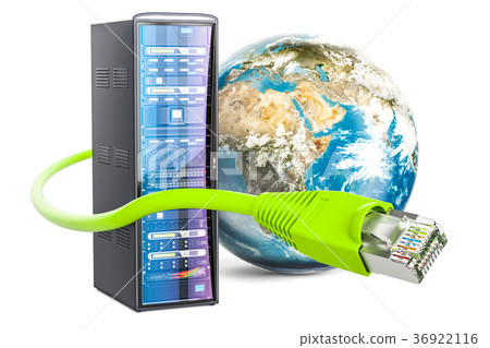 Server rack and lan internet cable with Earth Server rack and lan internet cable with Earth 36922116