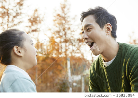 爸爸，女兒，家庭，幸福，韓國人 36923094
