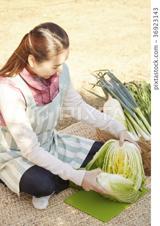 老人，女人，場，蔬菜，韓國 36923143