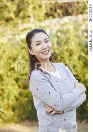 老人，女人，場，蔬菜，韓國 36923189