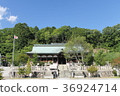 Sousa Eki Hachiman Shrine Blue sky and worship hall 36924714