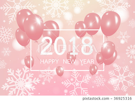 Happy new year 2018 with creative pink balloon Happy new year 2018 with creative pink balloon 36925316