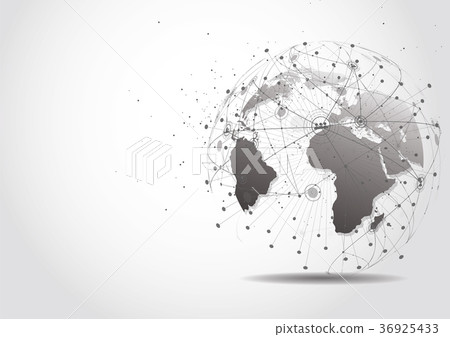 Global network connection. World map point Global network connection. World map point 36925433