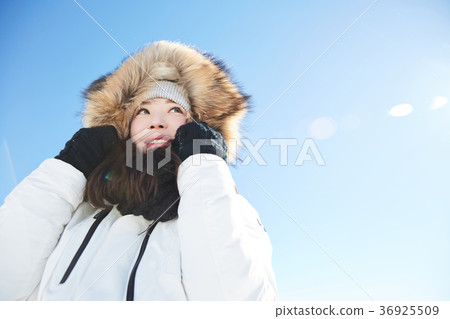 女人，冬天，雪，山 36925509