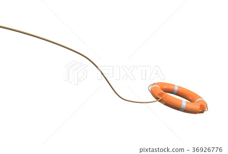 3d rendering of a single orange life buoy on a 3d rendering of a single orange life buoy on a 36926776