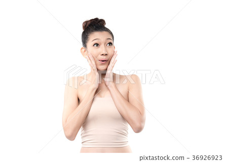 Close up of Asian woman looking surprised 36926923