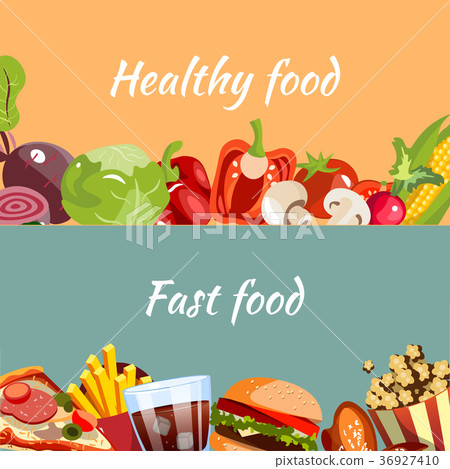 Concepts for fast food and healthy food. Concepts for fast food and healthy food. 36927410