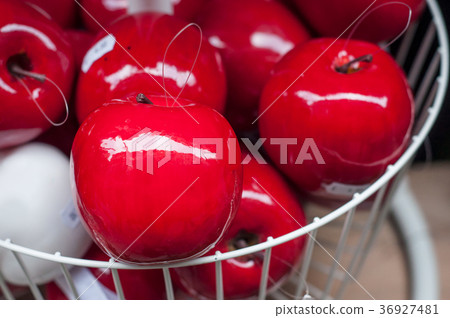 closeup of decorative red apple in store 36927481