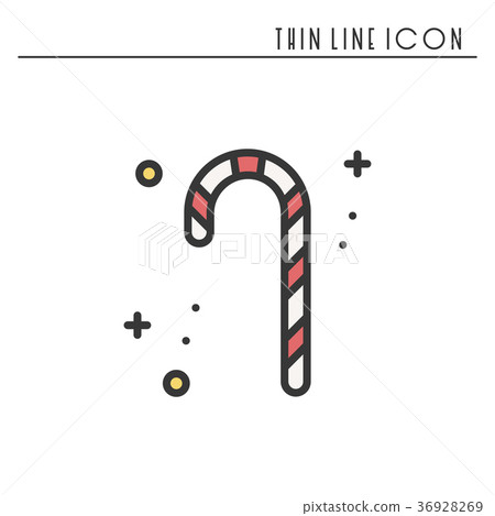 Christmas candy cane thin line icon. New Year Christmas candy cane thin line icon. New Year 36928269