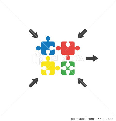 Vector concept of four puzzle pieces connecting Vector concept of four puzzle pieces connecting 36929788