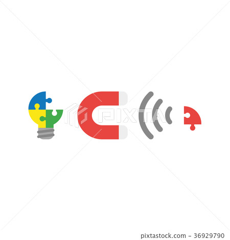 Vector concept of puzzle light bulb with magnet Vector concept of puzzle light bulb with magnet 36929790