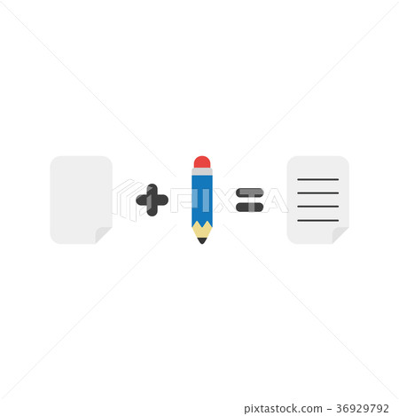 Vector concept of paper plus pencil equals written Vector concept of paper plus pencil equals written 36929792