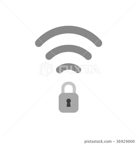 Vector concept of wifi symbol with locked padlock Vector concept of wifi symbol with locked padlock 36929800