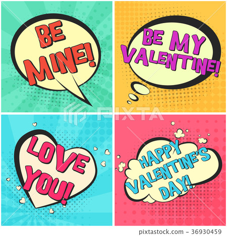 Retro comic speech bubbles for Valentines day - Stock Illustration ...