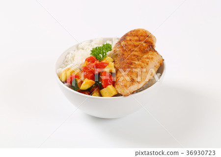 turkey breast fillet with rice and vegetables 36930723