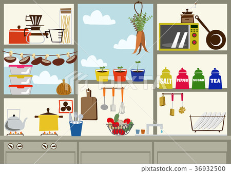 Kitchen icon material collection. Image of the kitchen. Illustration material. Kitchen icon material collection. Image of the kitchen. Illustration material. 36932500