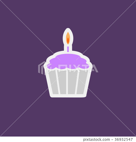 Birthday muffin with lighting candle Birthday muffin with lighting candle 36932547