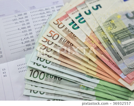 Banknotes, bank passbook for saving invest loan 36932557