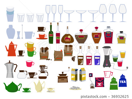 Collection of icons for household goods. kitchen. Tableware, cup material. Collection of icons for household goods. kitchen. Tableware, cup material. 36932625