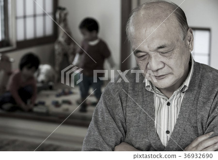 Grandchild tired senior Grandchild tired senior 36932690