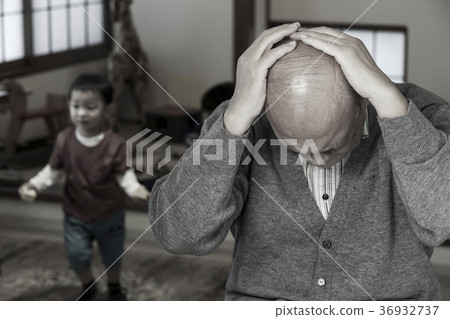 Grandchild tired senior Grandchild tired senior 36932737