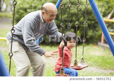 Senior playing with grandson 36932761