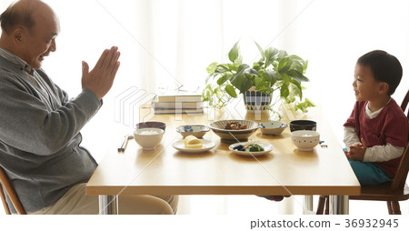 Seniors and children eating Seniors and children eating 36932945